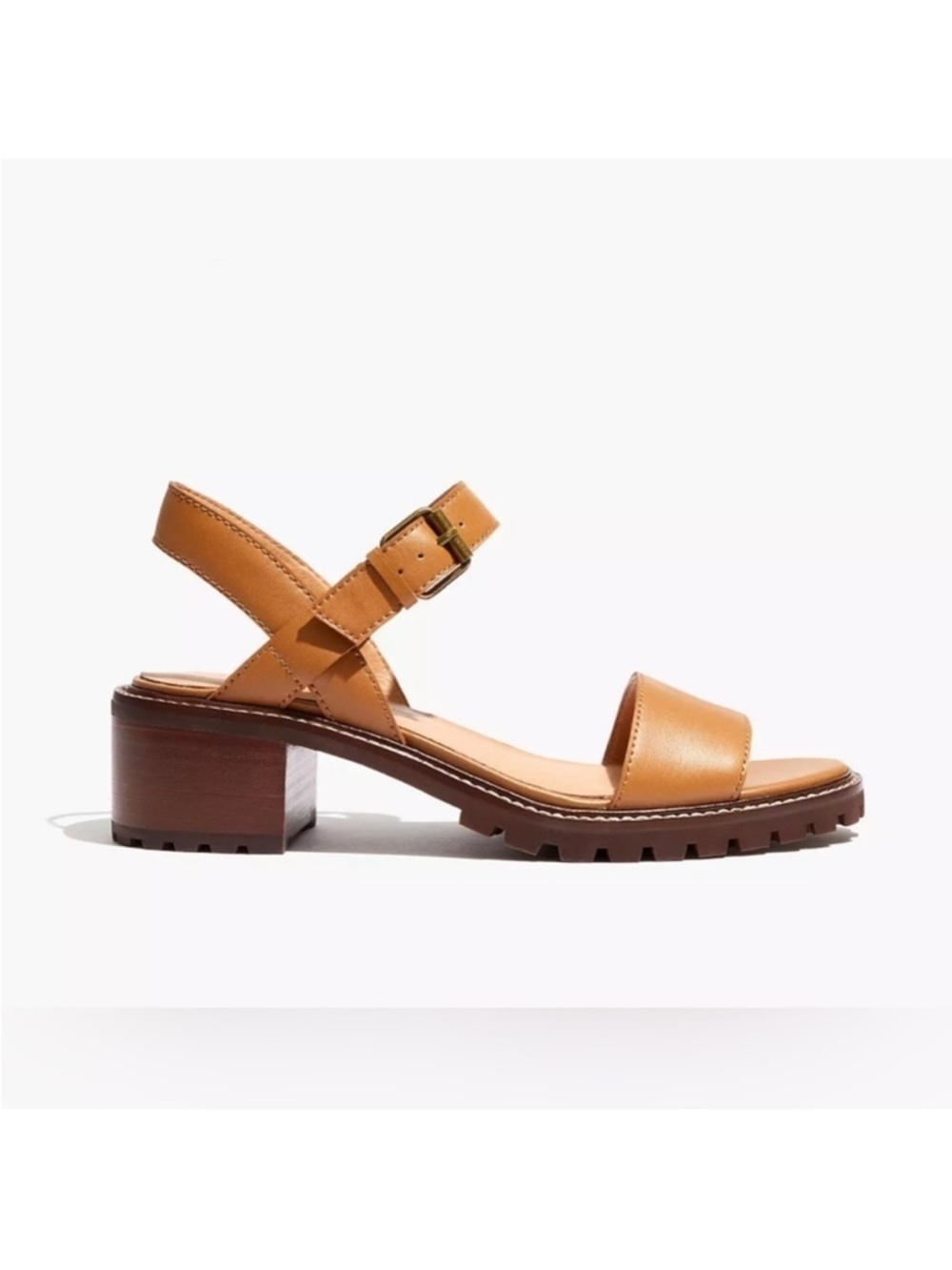 Madewell Tan Leather Block Heel Sandals